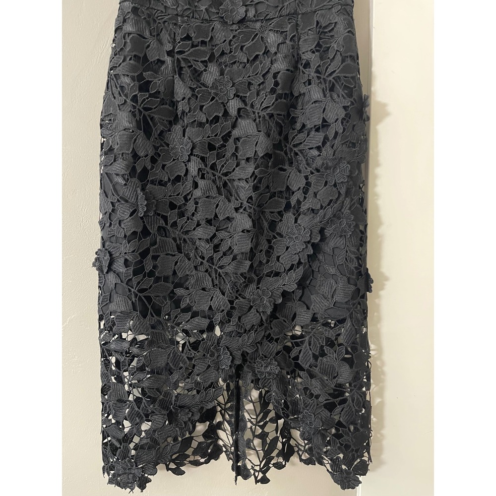 Betsy & Adam Womens Black Floral Lace Sleeveless Midi Cocktail Dress Size 8 - Picture 4 of 9
